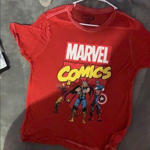 Red marvel comics shirt